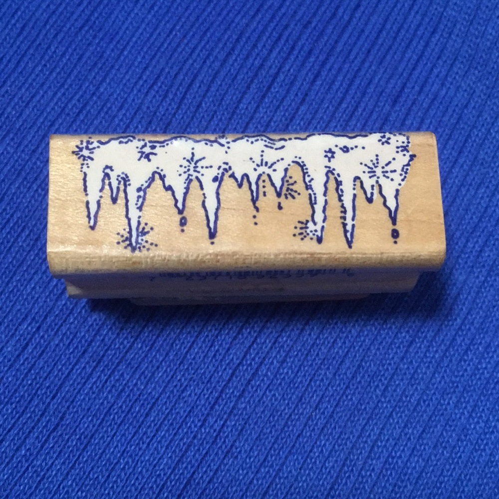Inkadinkado “Icicles Hanging Ice Winter Sparkles #2359” Wood Mount Rubber stamp